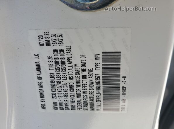5FNRL6H76LB073527 2020 HONDA ODYSSEY White 360 interior view
