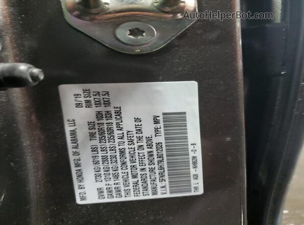 5FNRL6H79LB012026 2020 HONDA ODYSSEY Brown Вид наклейки з VIN-кодом