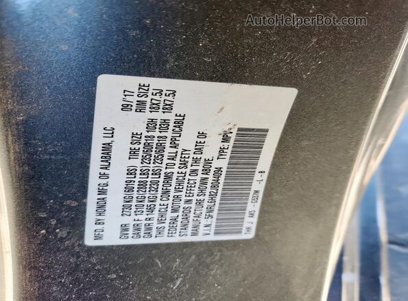 5FNRL6H82JB044094 2018 HONDA ODYSSEY Gray 