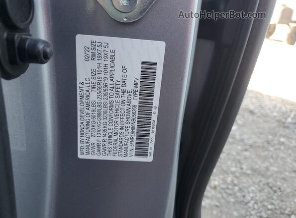 5FNRL6H86NB056268 2022 HONDA ODYSSEY Gray VIN sticker view