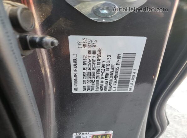5FNRL6H88NB002325 2022 HONDA ODYSSEY Серый Панорамный вид салона 360°
