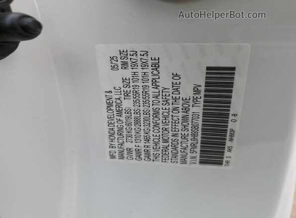 5FNRL6H89SB077031 2025 HONDA ODYSSEY White VIN sticker view