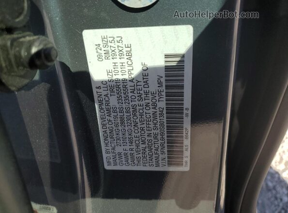 5FNRL6H90SB013842 2025 HONDA ODYSSEY Blue Widok naklejki z numerem VIN