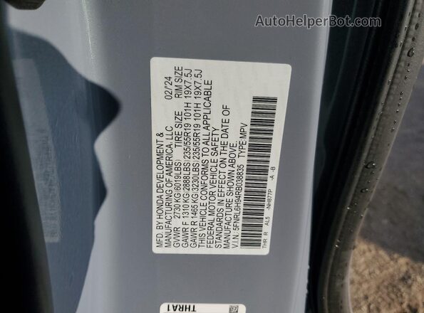 5FNRL6H94RB038835 2024 HONDA ODYSSEY Gray VIN კოდის სტიკერის ხედი