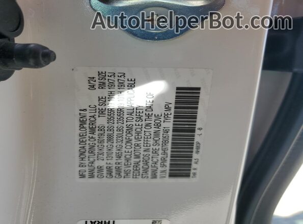 5FNRL6H97RB057461 2024 HONDA ODYSSEY White VIN კოდის სტიკერის ხედი