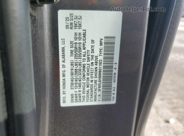 5FNRL6H98MB011923 2021 HONDA ODYSSEY Gray Панорамний вид салону 360°