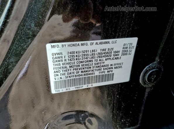 5FNYF8H04LB004885 2020 HONDA PASSPORT Черный Панорамный вид салона 360°