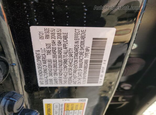 5FNYF8H0XMB024866 2021 HONDA PASSPORT Black Vista del compartimento del motor