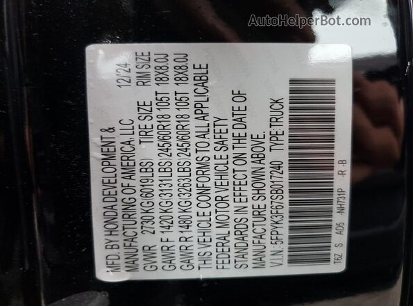 5FPYK3F67SB017240 2025 HONDA RIDGELINE Black Engine compartment view