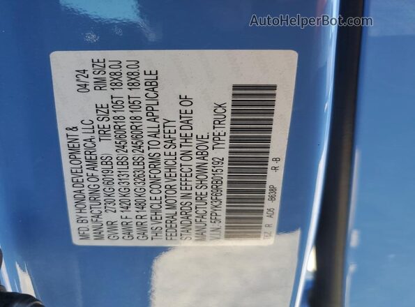 5FPYK3F69RB015192 2024 HONDA RIDGELINE Blue 