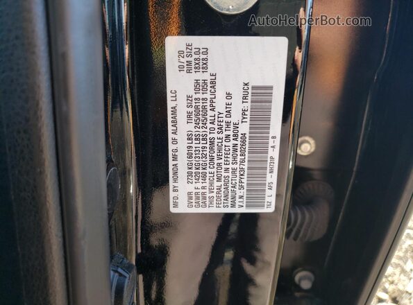 5FPYK3F76LB026604 2020 HONDA RIDGELINE Black Widok komory silnika