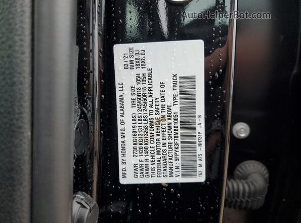 5FPYK3F78MB010051 2021 HONDA RIDGELINE Black Շարժիչի բաժամունքի տեսք
