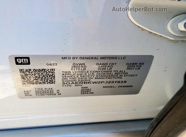 5GAERBKW2PJ237619 2023 BUICK ENCLAVE White სალონის 360-გრადუსიანი ხედი