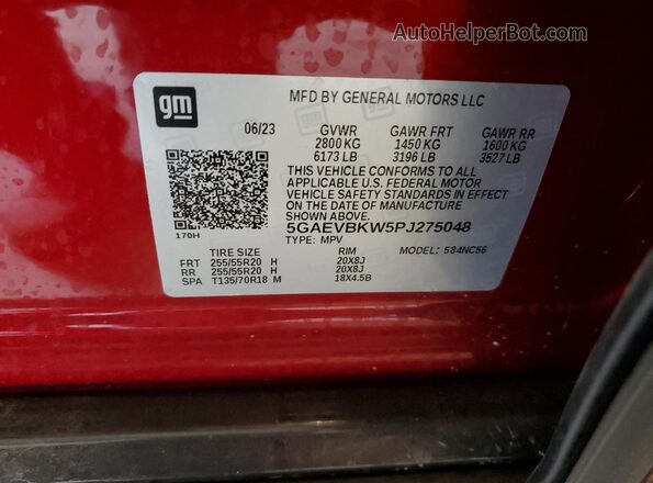 5GAEVBKW5PJ275048 2023 BUICK ENCLAVE Red 360 interior view