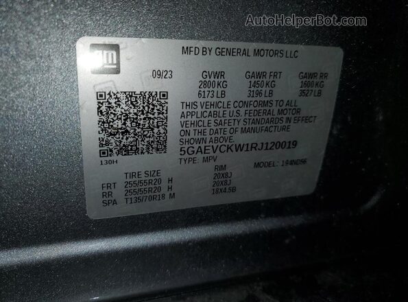 5GAEVCKW1RJ120019 2024 BUICK ENCLAVE Серебряный Вид наклейки с VIN-кодом