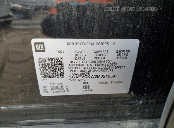 5GAEVCKW3MJ242597 2021 BUICK ENCLAVE Black VIN կոդի պիտակի տեսք