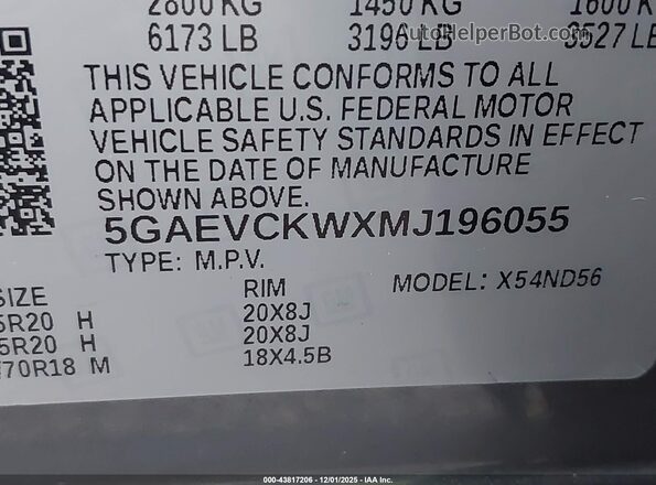 5GAEVCKWXMJ196055 2021 BUICK ENCLAVE Gray Engine compartment view