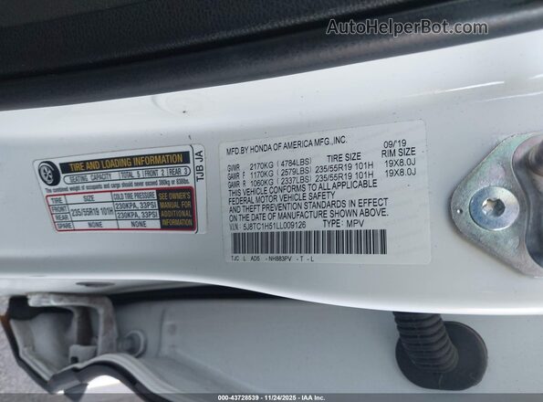 5J8TC1H51LL009126 2020 ACURA RDX White Вид підкапотного простору