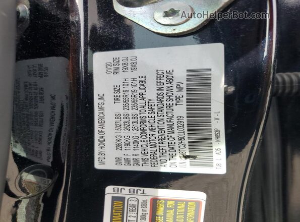 5J8TC2H50LL032919 2020 ACURA RDX Black VIN sticker view