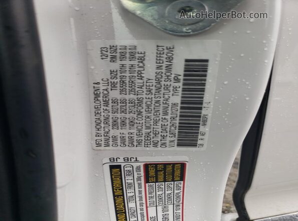 5J8TC2H71RL012706 2024 ACURA RDX White VIN կոդի պիտակի տեսք
