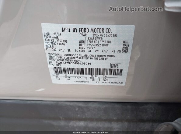 5LM5J7XC3RGL03086 2024 LINCOLN AVIATOR Tan ძრავის განყოფილების ხედი