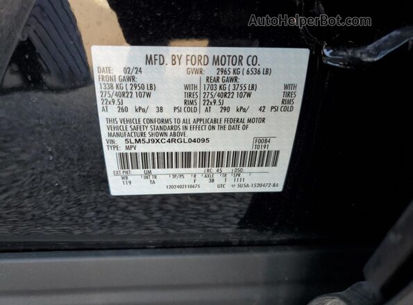 5LM5J9XC4RGL04095 2024 LINCOLN AVIATOR Black Вид наклейки з VIN-кодом
