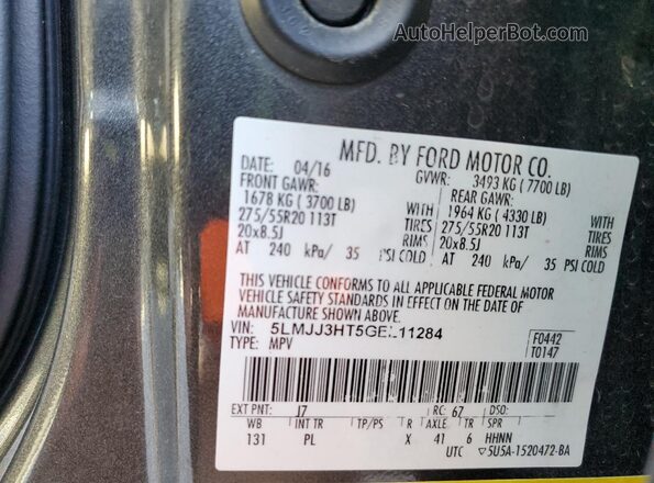 5LMJJ3HT5GEL11284 2016 LINCOLN NAVIGATOR Gray 360 interior view