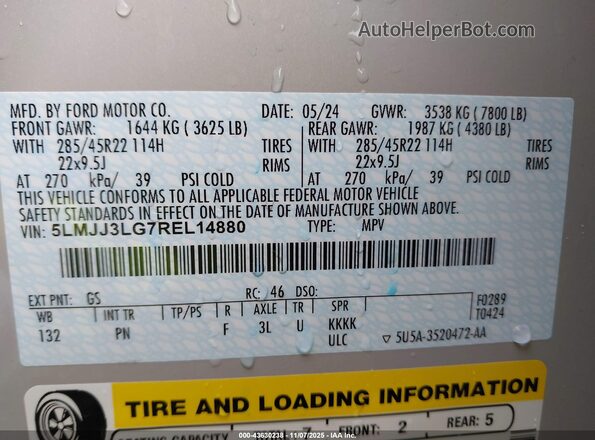 5LMJJ3LG7REL14880 2024 LINCOLN NAVIGATOR White Widok komory silnika