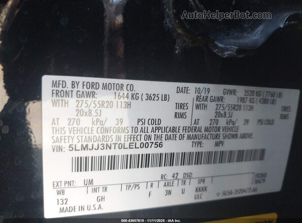 5LMJJ3NT0LEL00756 2020 LINCOLN NAVIGATOR Черный Вид подкапотного пространства