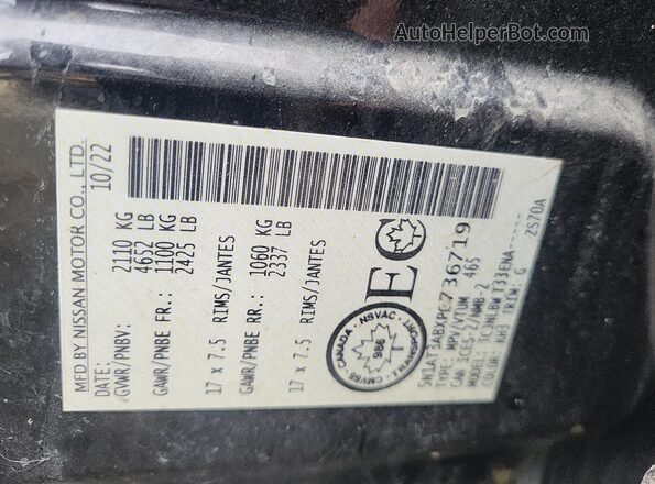 5N1AT3ABXPC736719 2023 NISSAN ROGUE Black Вид наклейки з VIN-кодом