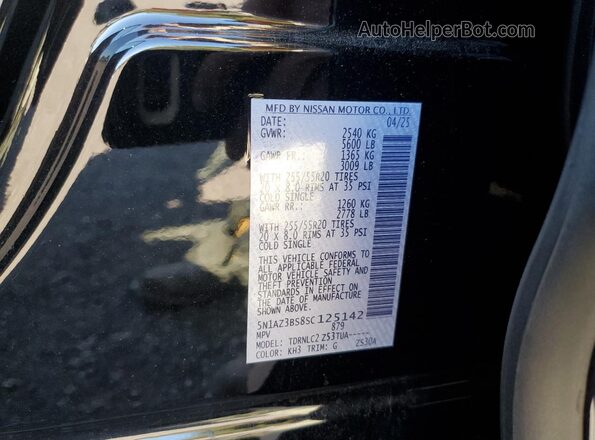 5N1AZ3BS8SC125142 2025 NISSAN MURANO Black Engine compartment view