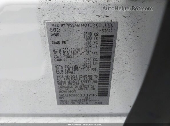 5N1AZ3CS9SC133796 2025 NISSAN MURANO White Engine compartment view