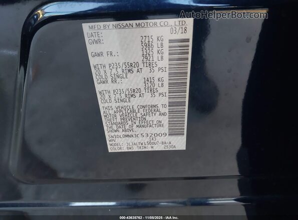 5N1DL0MNXJC532009 2018 INFINITI QX60 Blue Շարժիչի բաժամունքի տեսք