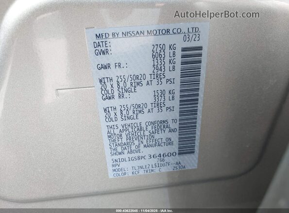 5N1DL1GS8PC364600 2023 INFINITI QX60 Silver Engine compartment view