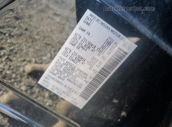 5N1DR2BN0LC626142 2020 NISSAN PATHFINDER Black VIN კოდის სტიკერის ხედი