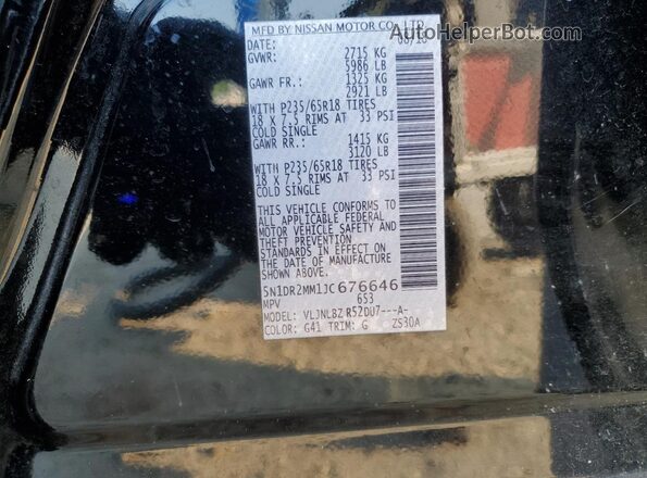 5N1DR2MM1JC676646 2018 NISSAN PATHFINDER Black 