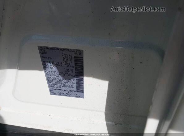 5N1DR2MM4JC657878 2018 NISSAN PATHFINDER White Շարժիչի բաժամունքի տեսք