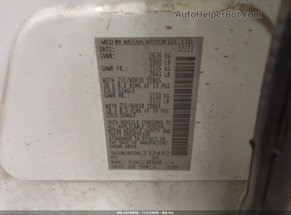 5N1DR3BC0RC237482 2024 NISSAN PATHFINDER White ძრავის განყოფილების ხედი