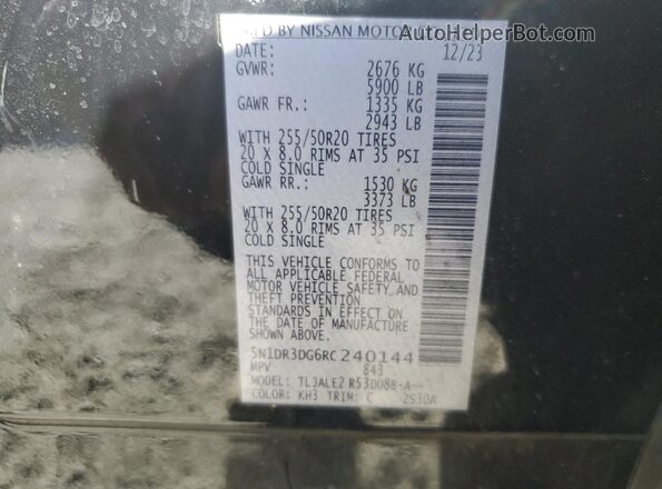 5N1DR3DG6RC240144 2024 NISSAN PATHFINDER Черный Вид подкапотного пространства