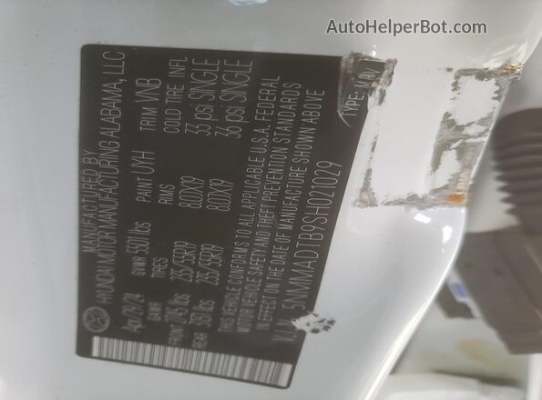 5NMMADTB9SH021029 2025 GENESIS GV70 White VIN sticker view