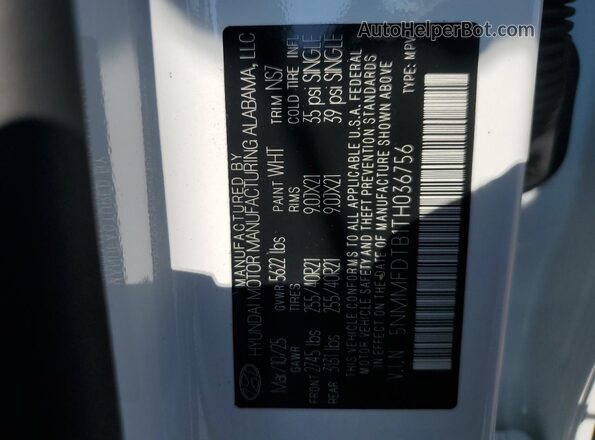 5NMMFDTB1TH036756 2026 GENESIS GV70 White VIN կոդի պիտակի տեսք