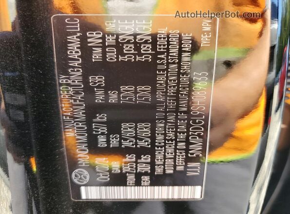 5NMP3DGL9SH089633 2025 HYUNDAI SANTA Black VIN კოდის სტიკერის ხედი