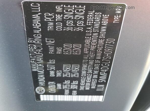 5NMP4DGL7SH097730 2025 HYUNDAI SANTA Gray Vista interior de 360 grados