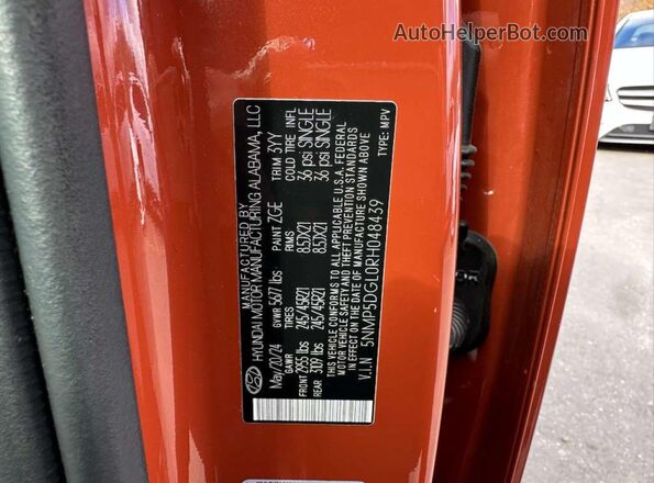 5NMP5DGL0RH048439 2024 HYUNDAI SANTA FE CALLIGRAPHY Orange Vista de los asientos traseros