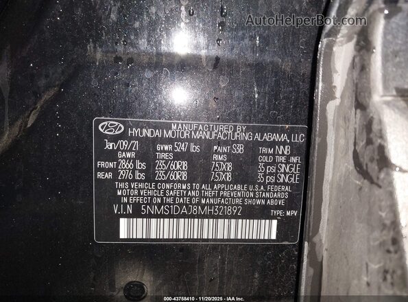 5NMS1DAJ8MH321892 2021 HYUNDAI SANTA FE Black Engine compartment view