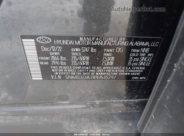 5NMS3DAJ1PH535797 2023 HYUNDAI SANTA FE Gray Vista del compartimento del motor