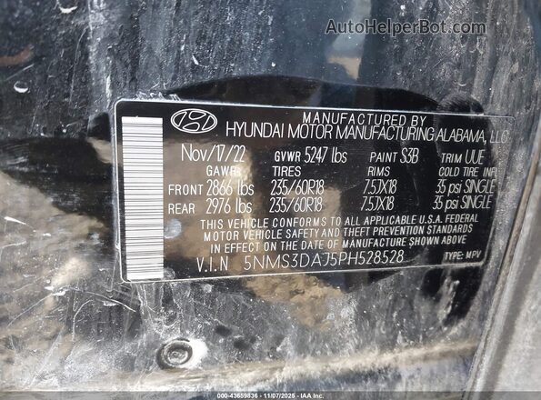 5NMS3DAJ5PH528528 2023 HYUNDAI SANTA FE Black Widok komory silnika