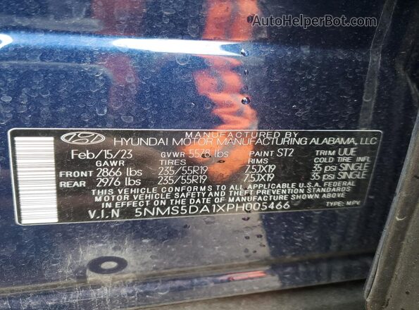 5NMS5DA1XPH005466 2023 HYUNDAI SANTA Blue Engine compartment view