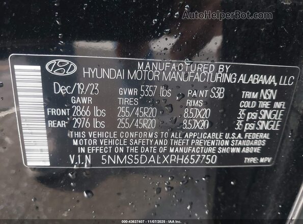 5NMS5DALXPH657750 2023 HYUNDAI SANTA FE CALLIGRAPHY Black Вид підкапотного простору