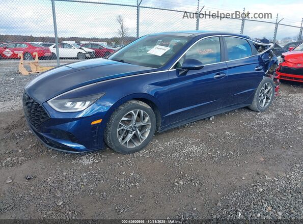 5NPEF4JAXLH048745 2020 HYUNDAI SONATA Blue წინა მარცხენა ხედი სამი მეოთხედიდან